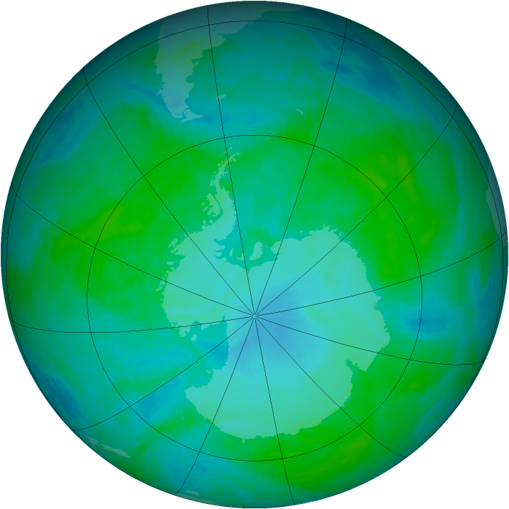 Antarctic ozone map for 18 January 2002